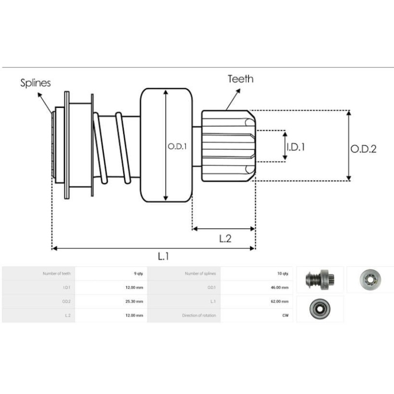 Lanceur pour démarreur Bosch 0001157012 / 0001157013 / 0001157021