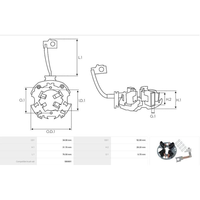 Kohlenhalter für anlasser Bosch 0001261001 / 0001261002 / 0001261003