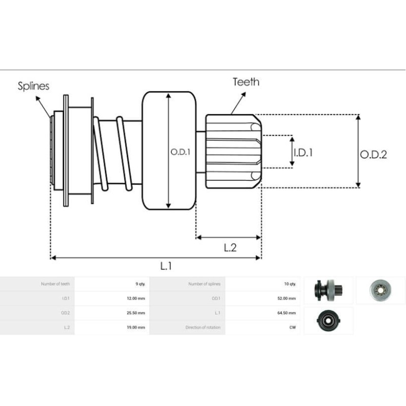 Lanceur pour démarreur Bosch 0001218809 / 9000331419