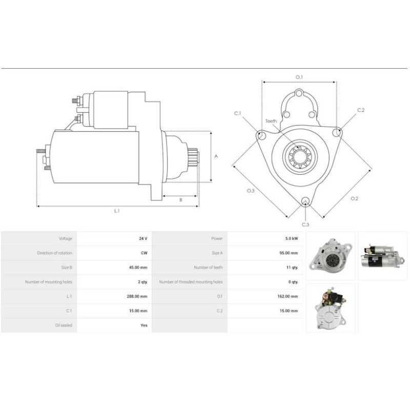 Démarreur MITSUBISHI M008T60973 / M8T60973AM pour moteur et engins HITACHI et ISUZU