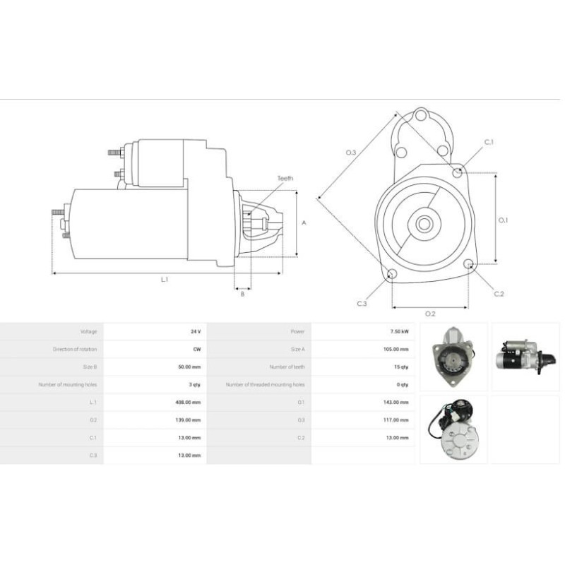 Motor de arranque que sustituye al 0-23000-7171 / 37766-20200 para maquinaria y motores MITSUBISHI