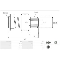 Pignone per motorino di avviamento FORD C7AF11001B / C8VF11000A / C8VY11002C