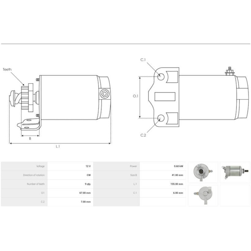 Motor de arranque que sustituye a 5TG-81800-00-00 / 5TG-81890-00-00 para YAMAHA YFZ450