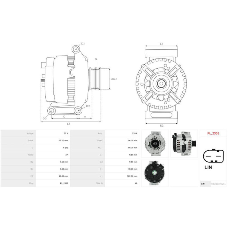Lichtmaschine ersetzt 0121813006 / 0121813106 / 0131545502 für MERCEDES SPRINTER / S-CLASS