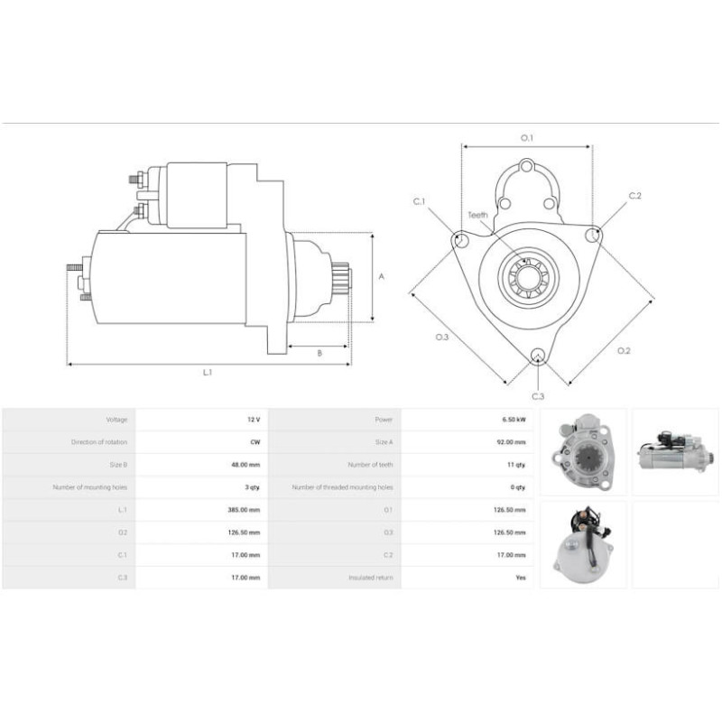Démarreur remplace E6HT-11002-CA / 11.131.904  /RE24305 Caterpillar 6.5 kw